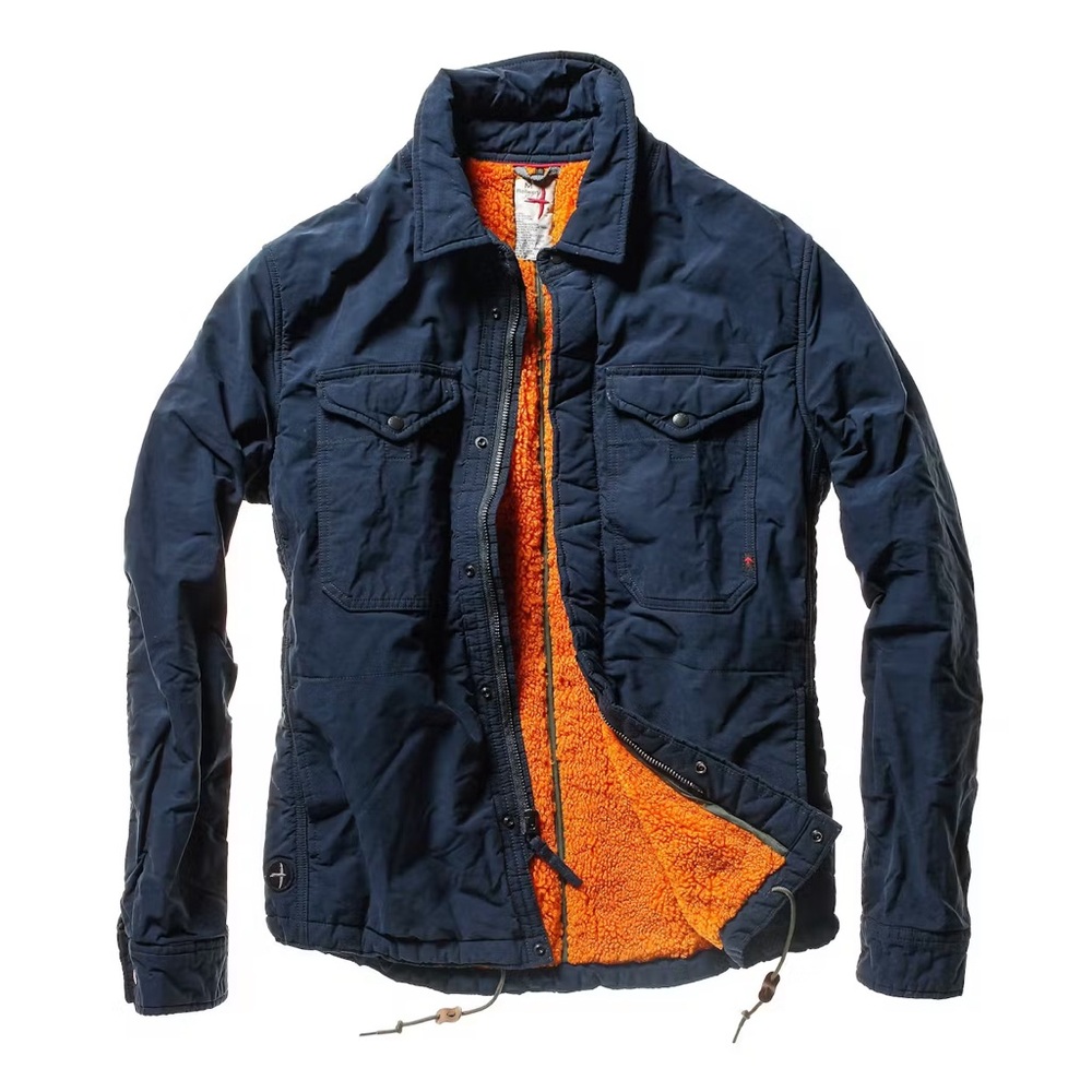 Relwen Men's Dark Blue Field Jacket with Bright Orange Lining